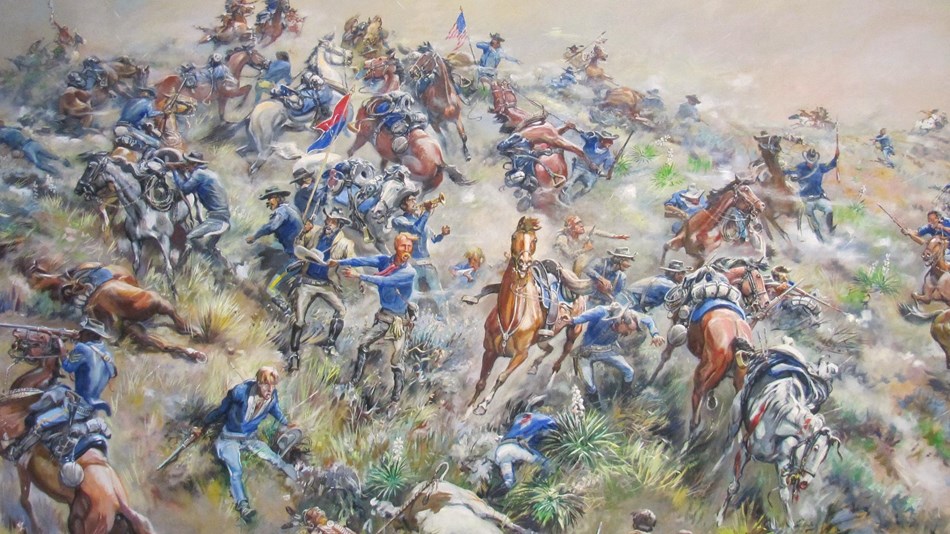 This is a partial image of a paiting in the Visitor's Center, called Custer's Last Stand.